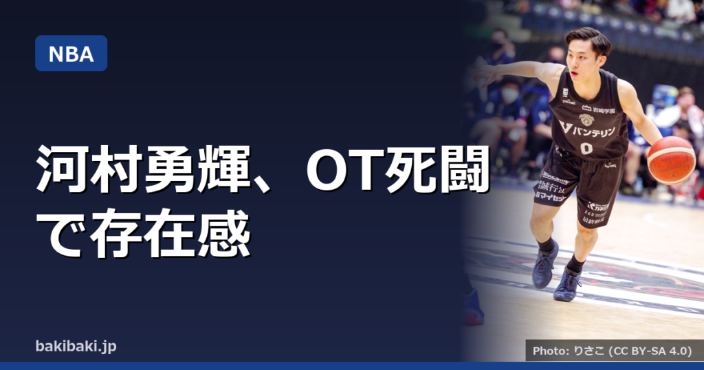 河村勇輝、サマーリーグで12得点3アシスト ペイサーズはOT惜敗