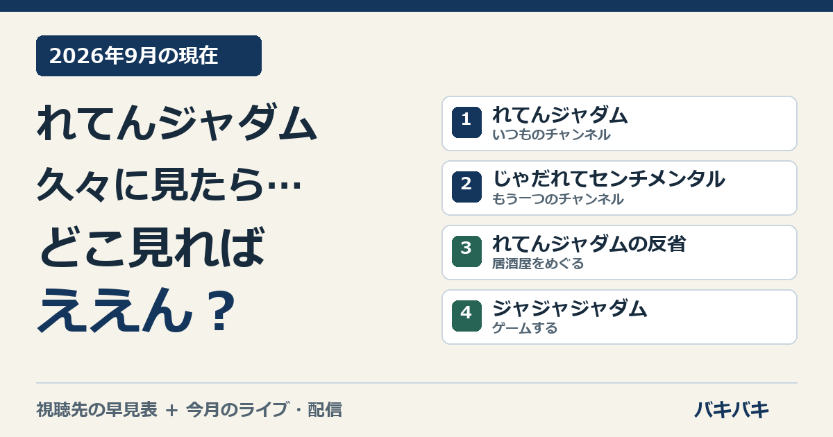 れてんジャダムの現在。公式が案内する4つのチャンネルとライブ・配信の見方