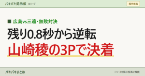 広島vs三遠・無敗対決 残り0.8秒から逆転 山崎稜の3Pで決着