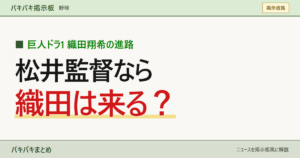 巨人ドラ1 織田翔希の進路／松井監督なら／織田は来る？